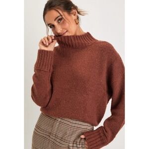 Lulu  Chilly‎ Day Charisma Brown Fuzzy Mock Neck Pullover Sweater Size Small